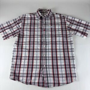 G Unit Button Large Up Plaid Cotton Short Sleeve Logo Shirt Y2K